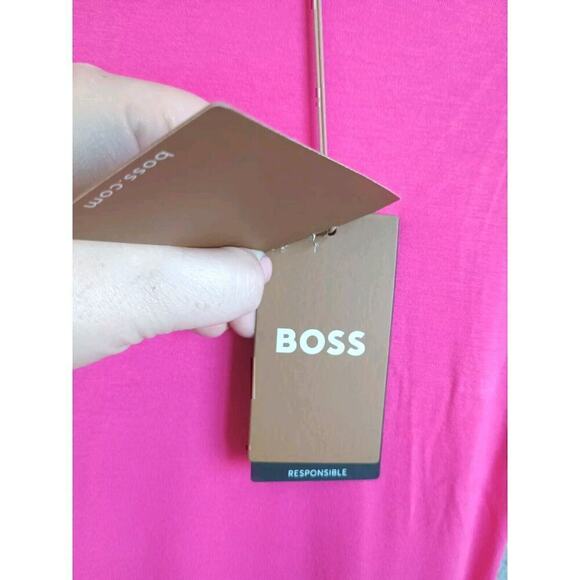 Hugo Boss Ellira Mock Neck Midi Dress Color Flamingo Size XSmall NWT - Picture 6 of 8